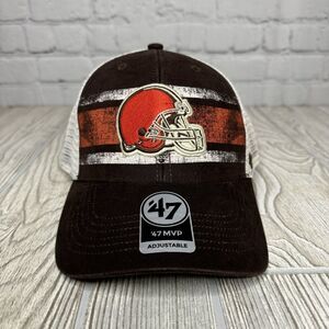 47 Brand MVP Cleveland Browns Helmet Logo Snapback Trucker Hat Distressed New